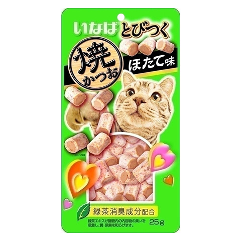 ペットフード】【猫用・おやつ】いなば とびつく焼かつお ほたて味 25g 